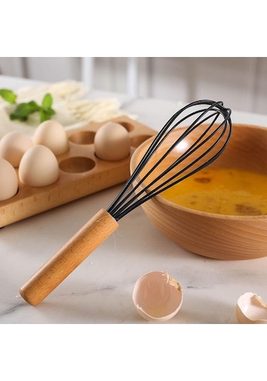 Nane Yeşili 1 Adet Silikon Yumurta Çırpıcı Çırpma Teli Ahşap Saplı Mutfak El Yumurta Çırpıcı Alet Mutfak Gereçleri Pişirme Aksesuarları Yeşil