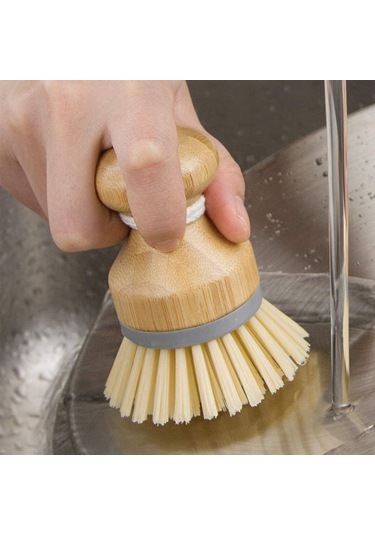 Bambu Palmiye Fırçası, Bulaşıkları Ve Düz Tavaları Temizlemek İçi