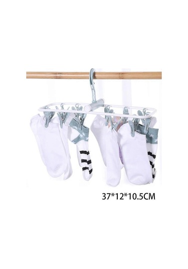 Ganzhoushop Ev Kurutma Rafı Çorap İç Çamaşırı Askısı Balkon İçin 12 Mandallı Katlanabilir Çamaşır Kurutma Rafınordic Blue Çok Renkli