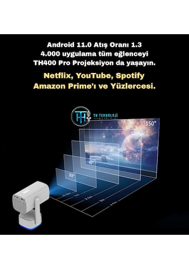 Lensun New 14 Android Bataryalı Projeksiyon Cihazı 4k-uhd/hdmı