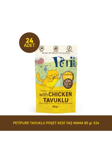 Tavuklu Yaş Kedi Maması 85 Gr X 24 Adet Jöle İçinde Parça Etli - Yetişkin Kedi