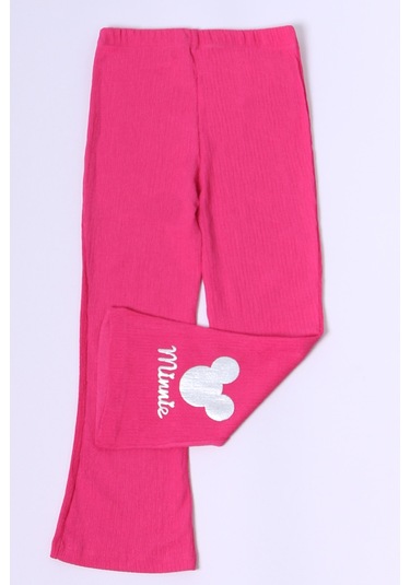 Kız Çocuk Tayt İspanyol Paça Karakter Nakışlı F15 Pembe