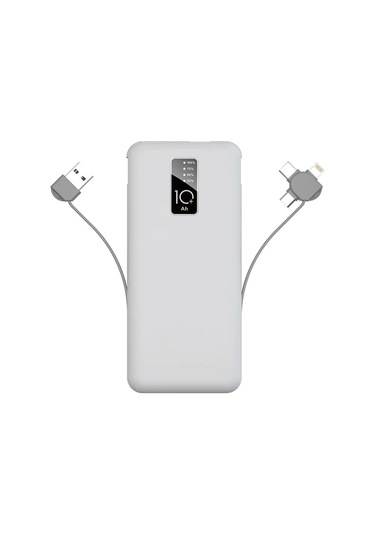 Lopard Pw-05 Hızlı Şarj Powerbank Led Göstergeli Micro Lightning Type-c Dahili Kablolu Taşınabilir 0 BEYAZ