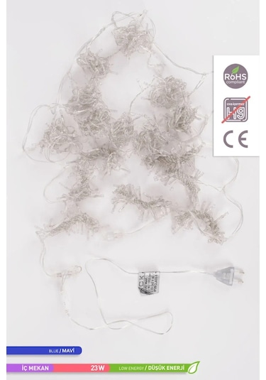ACK LED Süsleme Işıklı Perde Mavi Işık 220V 23W 2m Mavi