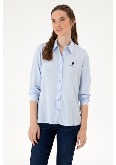 U.s. Polo Assn. Kadın Açık Mavi Gömlek Desenli 50316429-vr003 Acık Mavı