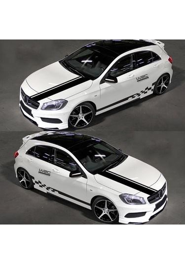 Novahub 5 Adet Araba Yan Kapı Gövde Kaput Ayna Çıkartma Şeritleri, Yarış Tasarımı