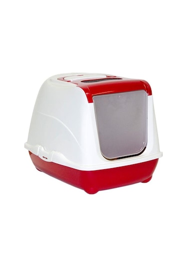 Moderna Flip Kapalı Kedi Tuvaleti Kırmızı 50 x 32 x 38 CM