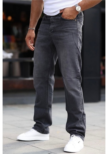 Baggy Rahat Kalıp Füme Renk Kot Pantolon Füme