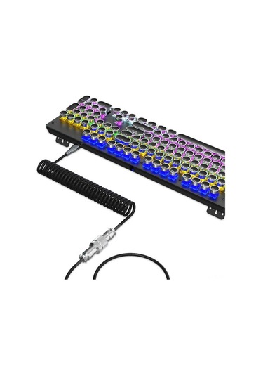Pazly Genişletilebilir Type-c Nilon Örgü Klavye Kablo, Mekanik Klavye İçin, 1.4m-2.1m, Siyah Renk