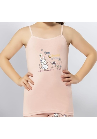 Kota 3408 Kız Çocuk Renkli Baskılı İp Askılı Atlet 12 Adet 001