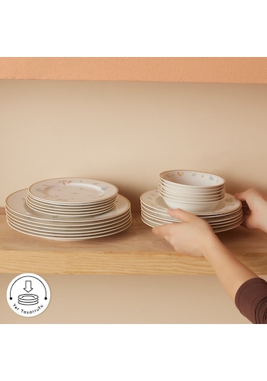 Karaca Forever Bone New Fly 24 Parça 6 Kişilik Yemek Takımı Çok Renkli