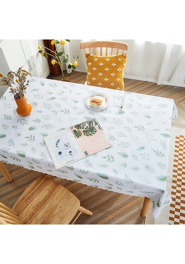 Kırsal Çiftlik Pvc Kağıt Su Geçirmez Yağ Yıkama Masaüstü Masa Örtüsü, Boyut: 140x200cm Taze Yapraklar Çok Renkli