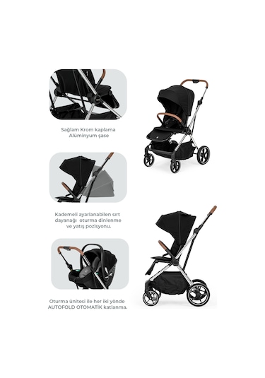 Kanz Snap Autofold Travel Sistem Bebek Arabası Darkness Black