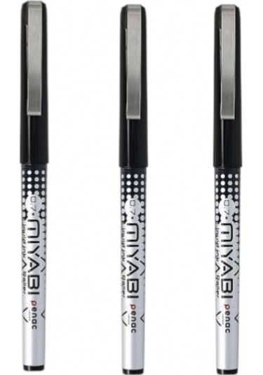 Penac Mıyabı Roller Siyah 0.7mm Metal-clip Üç Adet Siyah