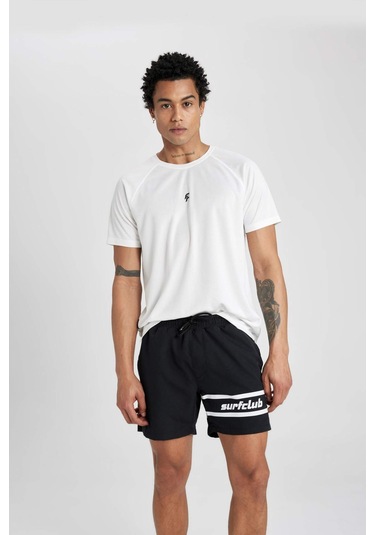 DeFactoFit Sporcu Baskılı Kısa Boy Deniz Şortu B5990AX24HSBK81 Siyah