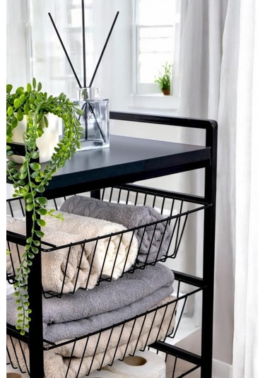 Digithome Metal 4 Katlı Çekmeceli Banyo Düzenleyici Organizer Havluluk 9040 1-1-369 Siyah