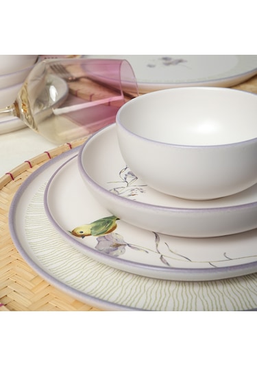 Keramika Purple Bloom Nordıc Yemek Takımı 24 Parça 6 Kişilik 22431-32 Çok Renkli