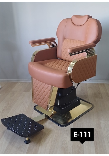 Egeli Berber-kuaför Koltuğu-hidrolikli-gold Nikelajlı-kahve