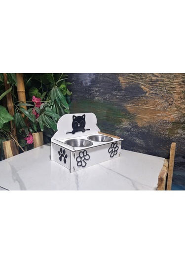 Kedileriniz Için El Yapımı Figür-ahşap Mama Kabı