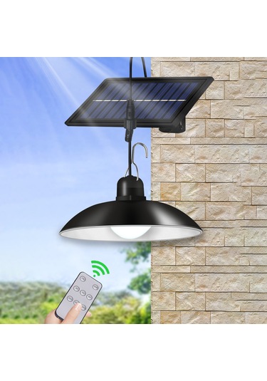 Symbee Güneş Enerjili Led Avize, İç/ Dış Mekan Kullanıma Uygun, Tek Kafa, Uzaktan Kumandalı, Islak Işık 3500k Sıcak Beyaz