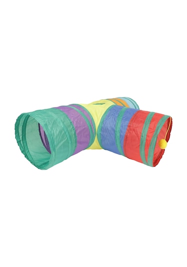 Herniks Üç Yollu T Şeklinde Katlanabilir Gökkuşağı Kedi Tüneli 82 CM