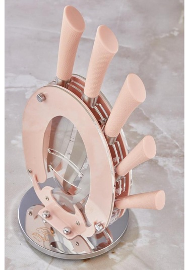 Cooker 6 Parça Mutfak Bıçak Seti Günlük Ve Profesyonel Kullanım Çeyiz Mutfak Pembe
