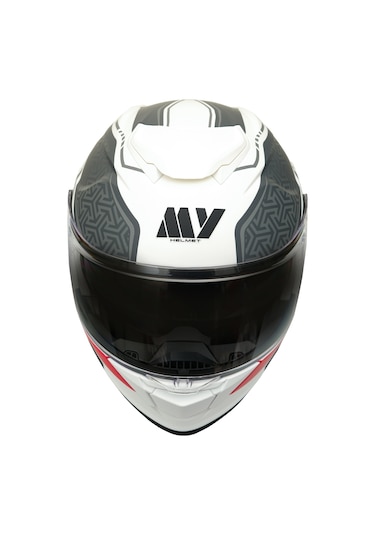 My Helmets Mks002-wrg Güneş Vizörlü Şeffaf Çene Açılır Motosiklet Kaskı Beyaz - Kırmızı - Siyah