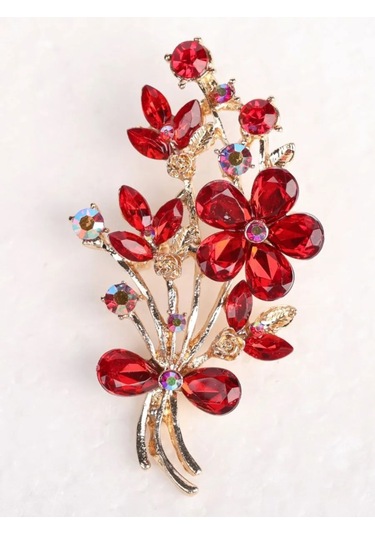 Fashion Jewelry Çiçek Buketi Broş 359376287 Kırmızı