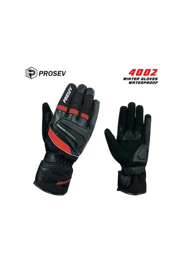 Prosev 4002 Waterproof Kışlık Motosiklet Eldiveni Kırmızı