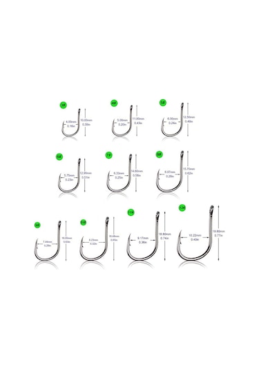 Moveevo 500 Adet Siyah/gold Metal Balık İğnesi Seti - 3-12 Numara 3-7:60 Adet, 8-12:40 Adet - Kaliteli Plastik Kutuda