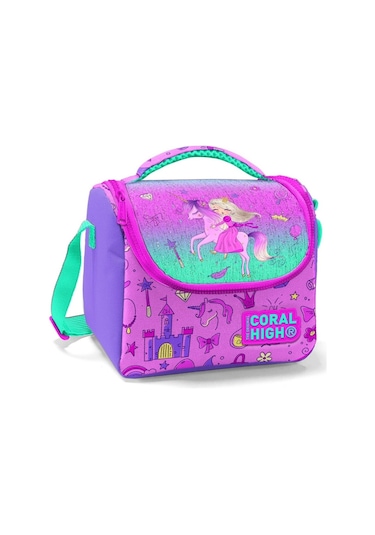 Coral High Mor Pembe Peri Kızı Ve Unicorn Kız Çocuk Yalıtımlı Beslenme Çantası