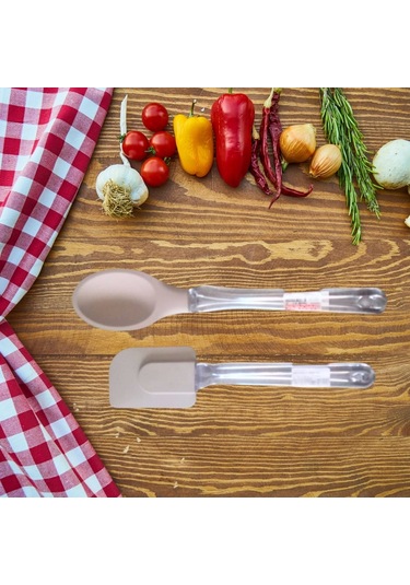 Baroness Silikon 2 Parça Spatula Kaşık Seti Bej