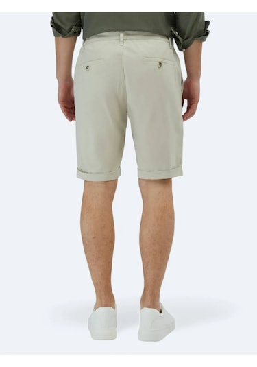 Kip Taş Düz Dokuma Slim Fit Casual Pamuk Karışımlı Bermuda Taş