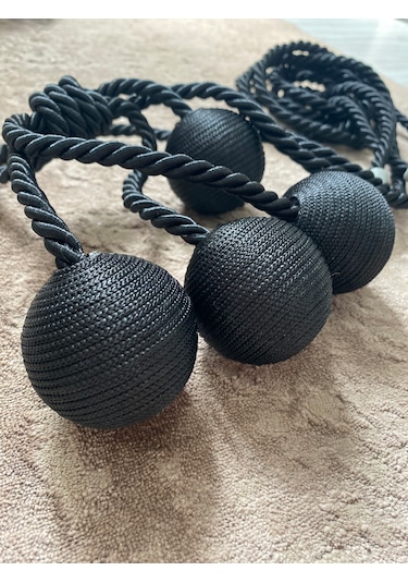 Modern Sarım 4 Toplu Braçol Kornişe Takmatik Ipli Tavan Perde Aksesuarı Siyah