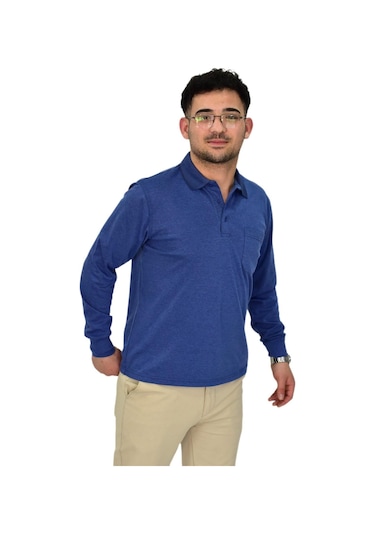 Dynamo Erkek Büyük Beden Mevsimlik Polo Yaka Sweatshirt 1-6830 Bgl-st04415 İndigo