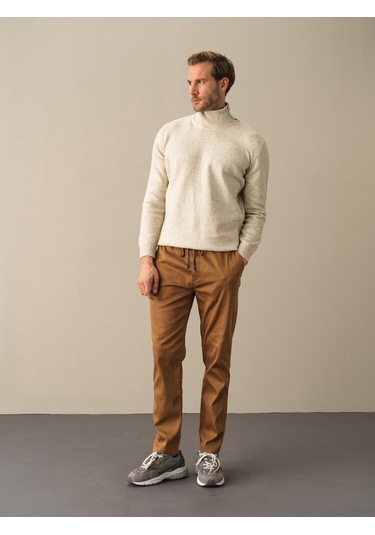 Xint Pamuklu Beli Lastikli Regular Fit Pantolon 23KE02100624-28 Camel