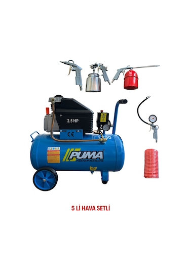 Puma PZHVL50LT 50 L Kompresör + 5'li Hava Seti