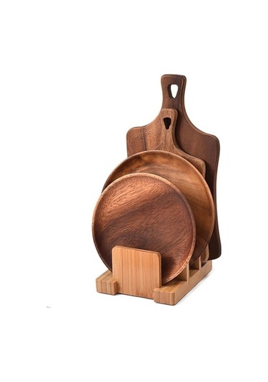 Tongxida Suntek Bambu Kesme Tahtası Rafı, Kap Tava Kapakları Ve Plakalar, Koyu Kahverengi Kahverengi