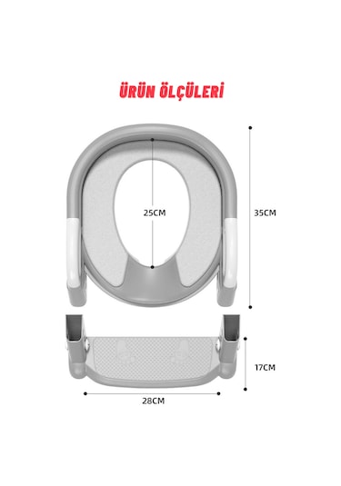 Dekohop Çocuk Merdivenli Klozet Adaptörü Yükseklik Ayarlı Pratik Gri