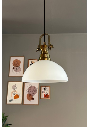 Perry Cam Tekli Avize Yeni Eskitme Beyaz Başlık Retro Sarkıt Lamba Restoran Salon Aydınlatma Beyaz