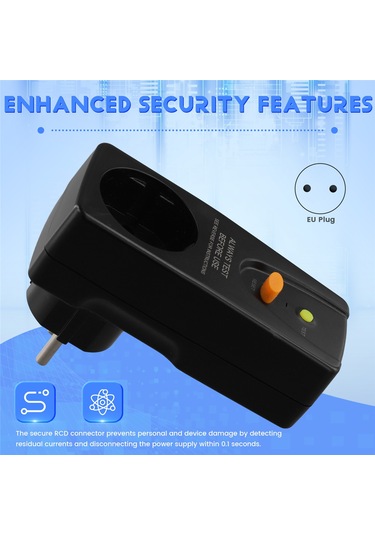 Xurunkeji 16a Gfcı Kaçak Koruma Fişi Ev Sigortası Kesme Anahtarı Güvenlik Kişisel Koruma Fişi Siyah, Ab Fişi