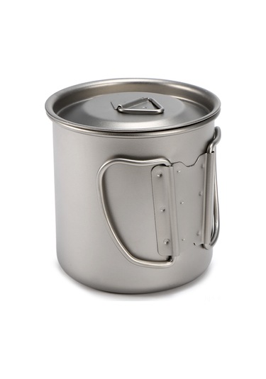 Ultralight Titanyum Kup Dış Mekan Taşınabilir Mug Kamp Piknik Su Kupası Katlanabilir Sap İle 300ml / 400ml / 450ml / 750ml Gümüş