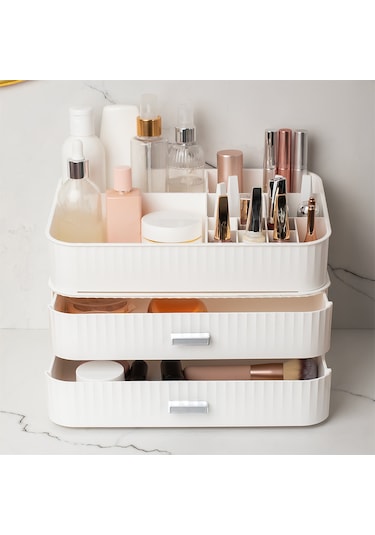 Porsima 0620 3 Katlı Beyaz Makyaj Organizeri Saklama Kutusu