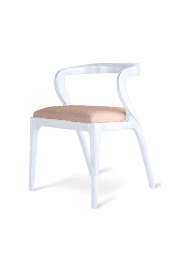 Akrep Krem Kumaş Beyaz Ahşap Sandalye