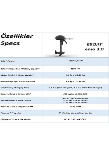 Eboat Elektrikli Deniz Motoru Dahili Su Geçirmez Batarya