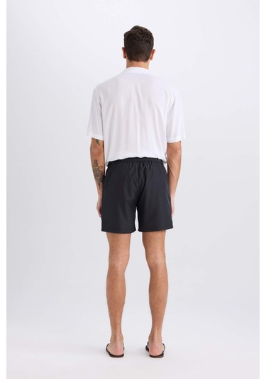Defacto File Astarlı Kısa Boy Hızlı Kuruyan Deniz Şortu E0944ax25hsbk27 Siyah