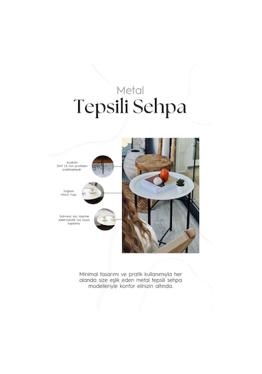 Katlanır Tepsili Çıkarılabilir Tepsili Koltuk Yanı Sehpa