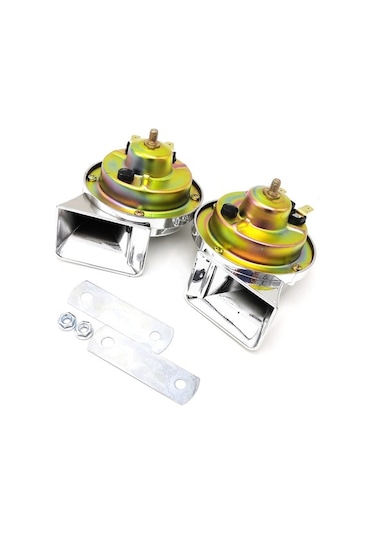 Fortunelane 12v Çift Tonlu Salyangoz Klosu - 115db, Abs Malzeme, Kolay Kurulum, 2 Adet Gümüş Renkli