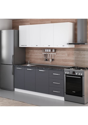 Minar 190 Cm Mutfak Dolabı Beyaz Antrasit 190-a1