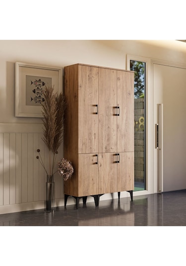 Set 5103-5104 Inca 6 Kapaklı 5 Askılı Raflı Portmanto Atlantik Çam Çam